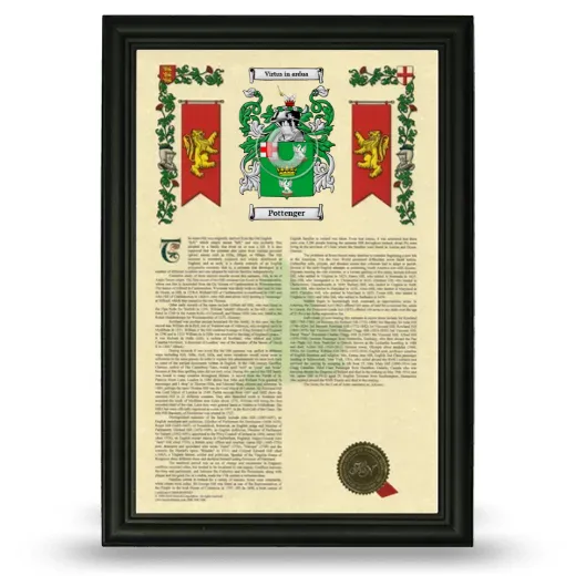 Pottenger Armorial History Framed - Black