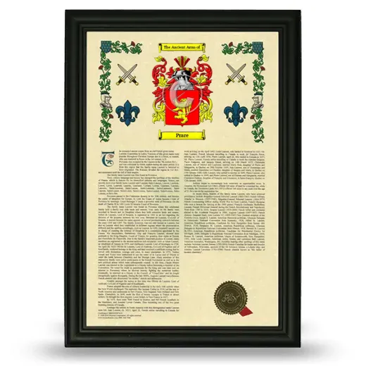 Prare Armorial History Framed - Black