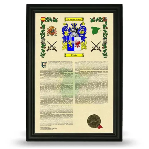 Prieta Armorial History Framed - Black