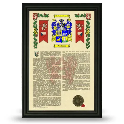 Prochaska Armorial History Framed - Black