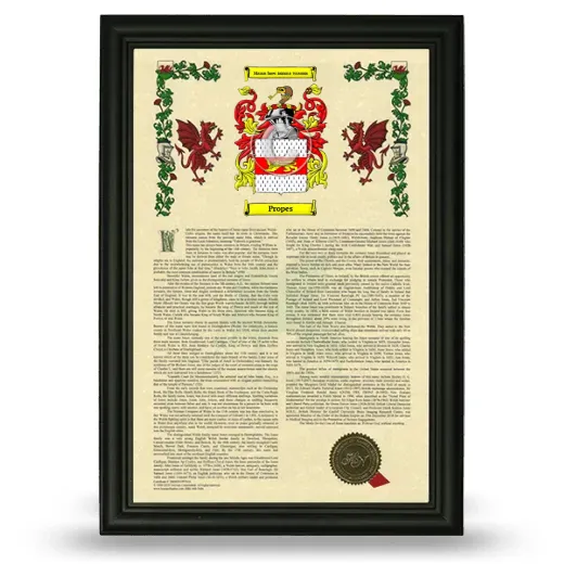 Propes Armorial History Framed - Black