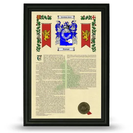 Provost Armorial History Framed - Black