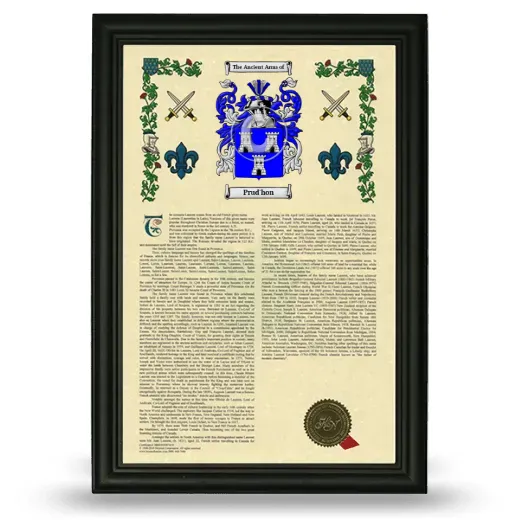 Prud'hon Armorial History Framed - Black