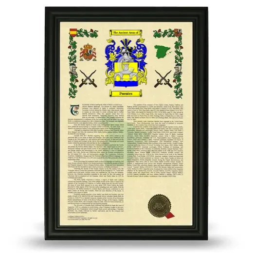 Puentes Armorial History Framed - Black