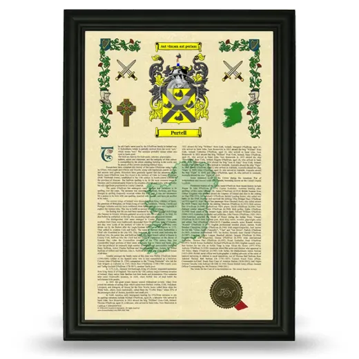 Purtell Armorial History Framed - Black