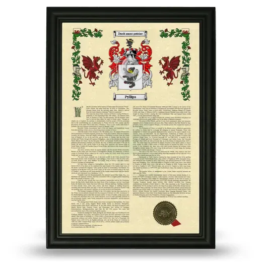 Pyllips Armorial History Framed - Black