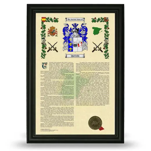Quevedo Armorial History Framed - Black