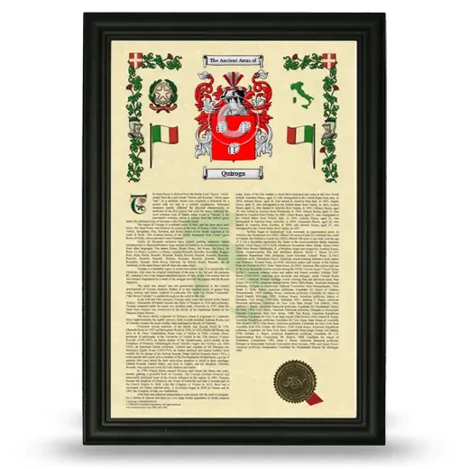 Quiroga Armorial History Framed - Black