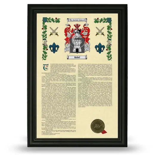 Rabel Armorial History Framed - Black