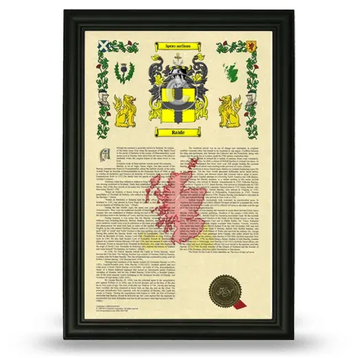 Raide Armorial History Framed - Black