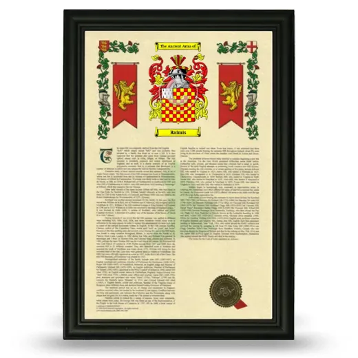 Raimis Armorial History Framed - Black