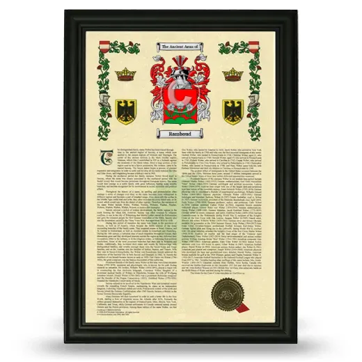 Rambaud Armorial History Framed - Black