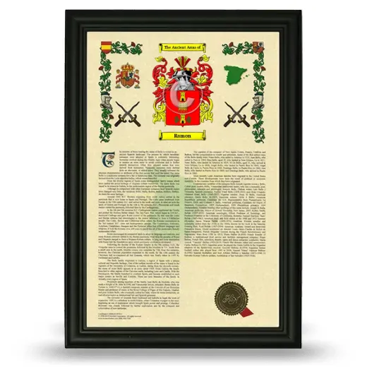Ramon Armorial History Framed - Black