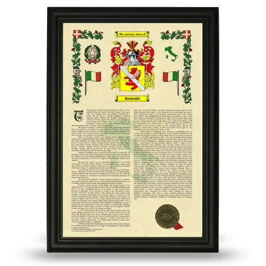 Ranaudo Armorial History Framed - Black