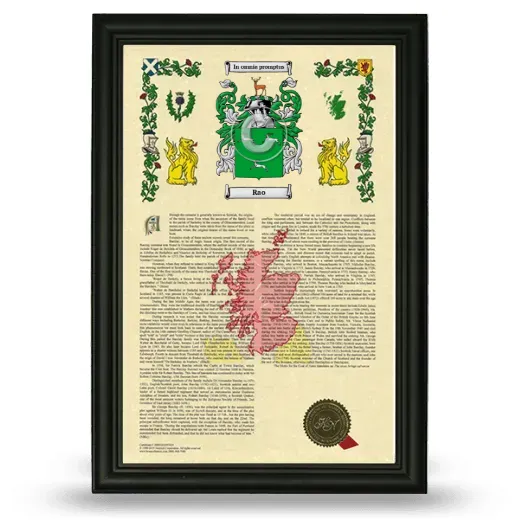 Rao Armorial History Framed - Black