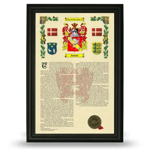 Rasmus Armorial History Framed - Black
