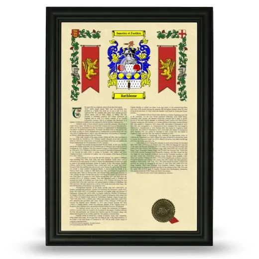 Rathbone Armorial History Framed - Black