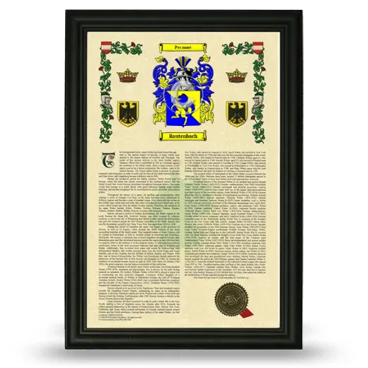 Rautenbach Armorial History Framed - Black
