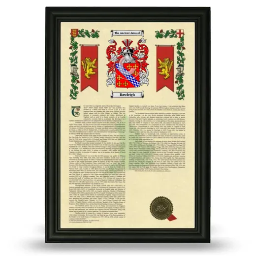 Rawleigh Armorial History Framed - Black