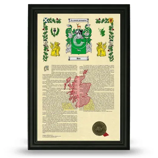 Rea Armorial History Framed - Black