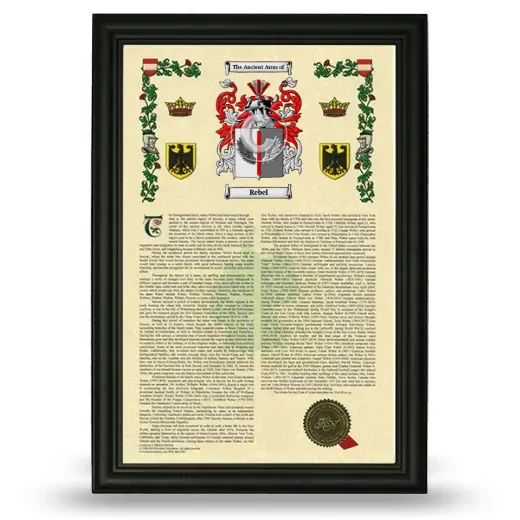 Rebel Armorial History Framed - Black