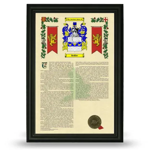 Redder Armorial History Framed - Black