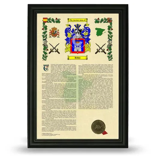 Reina Armorial History Framed - Black