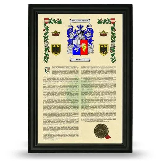 Reinartz Armorial History Framed - Black