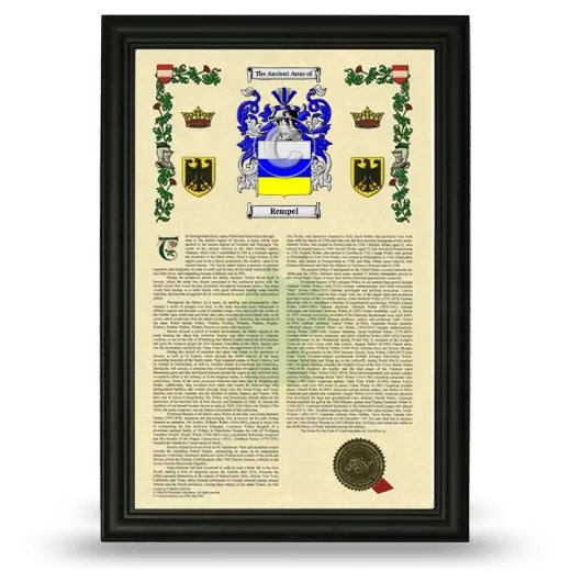 Rempel Armorial History Framed - Black