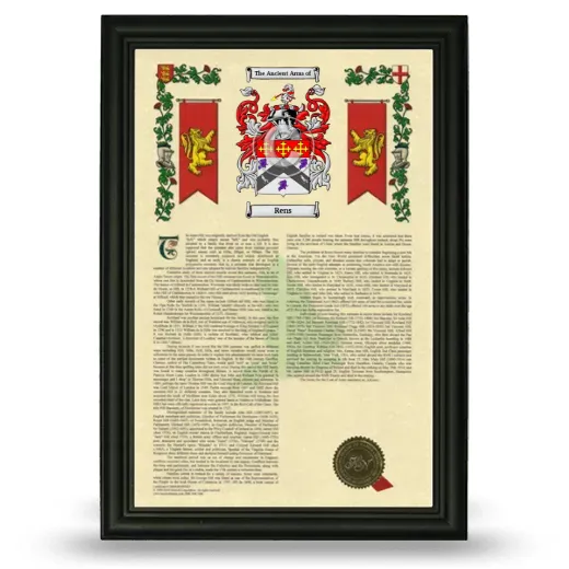 Rens Armorial History Framed - Black