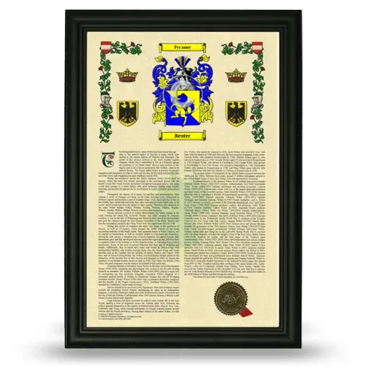 Reuter Armorial History Framed - Black