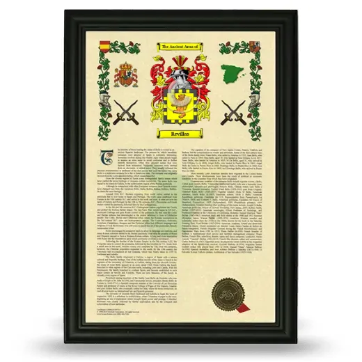 Revillas Armorial History Framed - Black