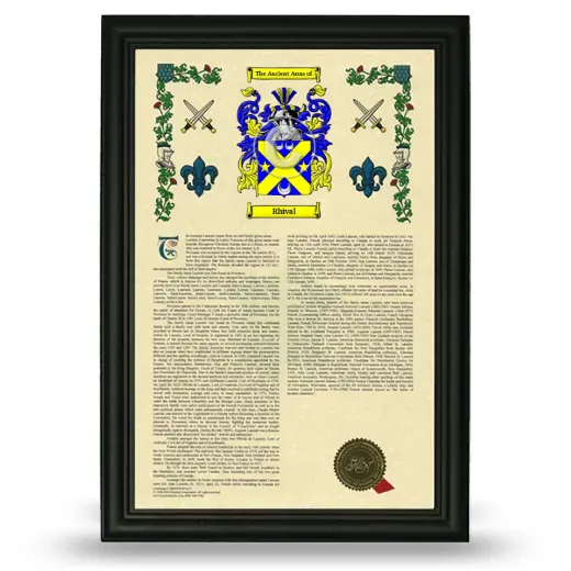 Rhival Armorial History Framed - Black