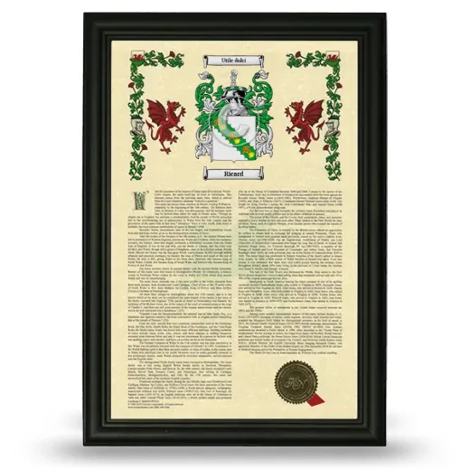 Ricard Armorial History Framed - Black