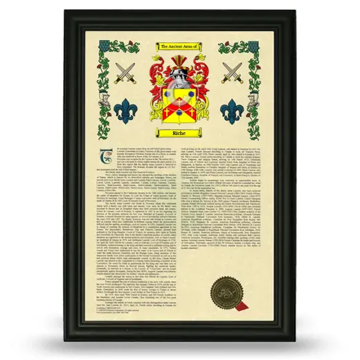 Riche Armorial History Framed - Black