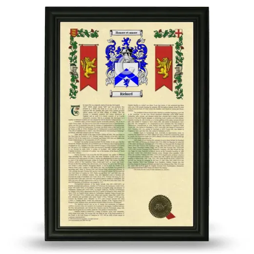 Rickard Armorial History Framed - Black
