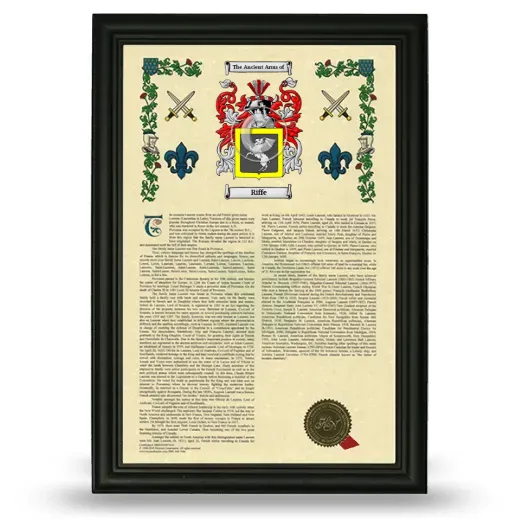 Riffe Armorial History Framed - Black