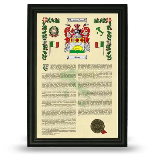 Rizos Armorial History Framed - Black
