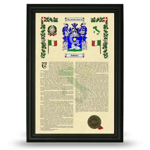 Roberta Armorial History Framed - Black