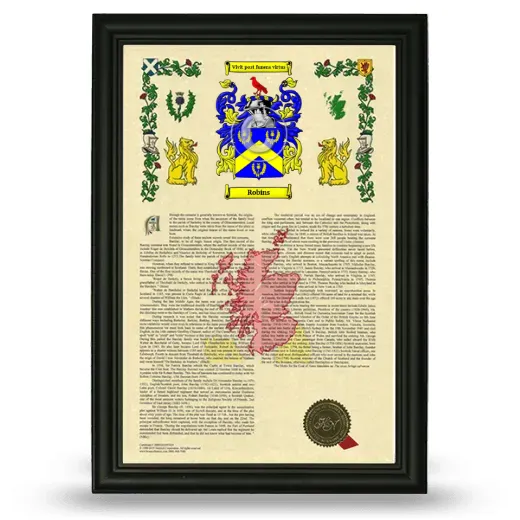 Robins Armorial History Framed - Black