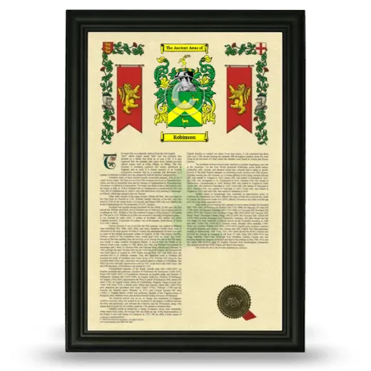 Robinson Armorial History Framed - Black