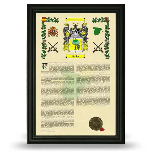 Robles Armorial History Framed - Black