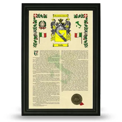 Rocha Armorial History Framed - Black