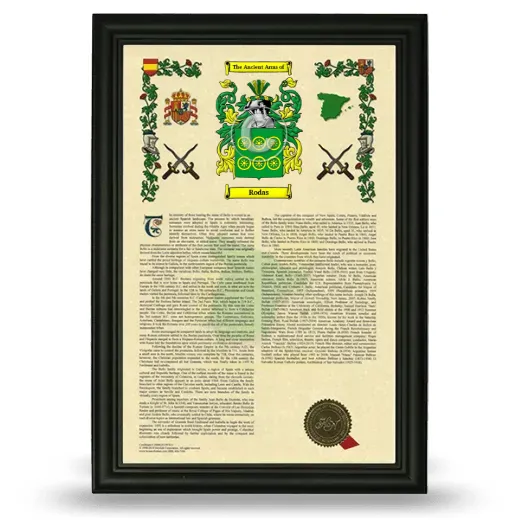 Rodas Armorial History Framed - Black