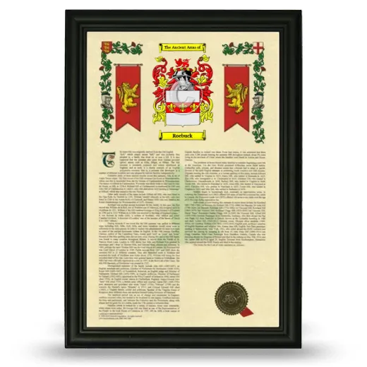 Roebuck Armorial History Framed - Black
