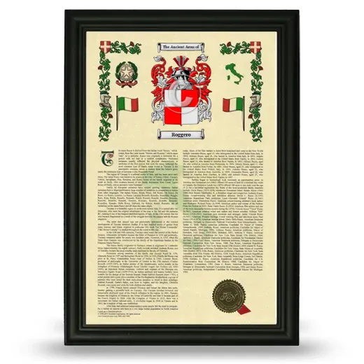 Roggero Armorial History Framed - Black