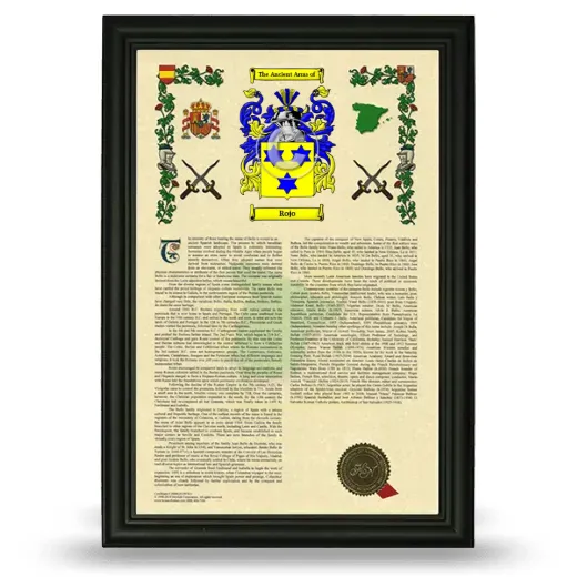 Rojo Armorial History Framed - Black