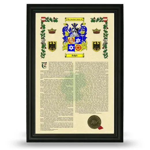 Rolph Armorial History Framed - Black