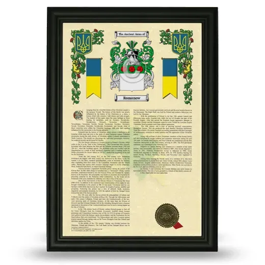 Romanow Armorial History Framed - Black