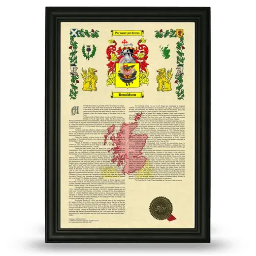 Ronaldson Armorial History Framed - Black